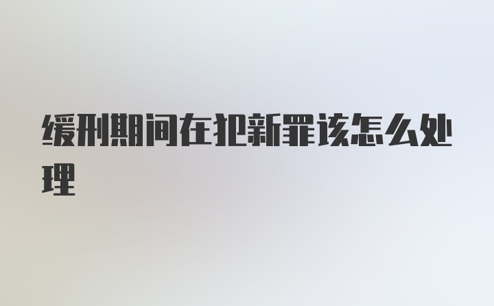 缓刑期间在犯新罪该怎么处理