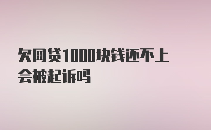 欠网贷1000块钱还不上会被起诉吗