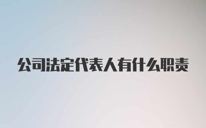 公司法定代表人有什么职责