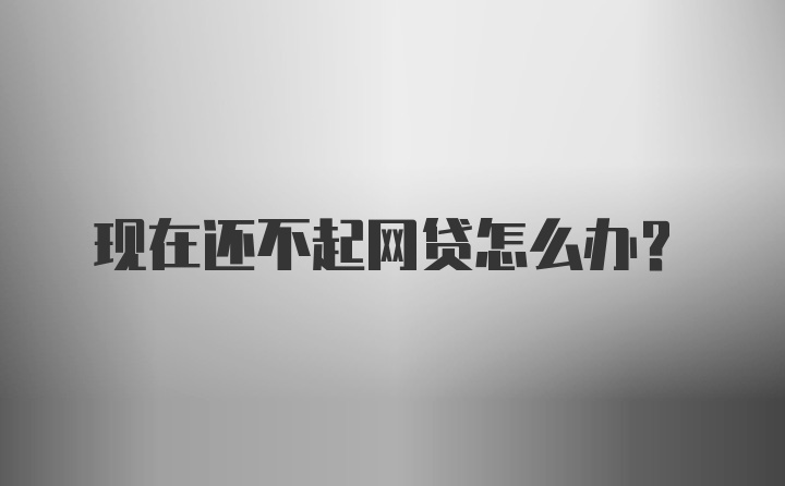 现在还不起网贷怎么办？