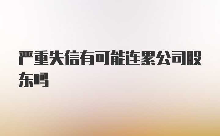 严重失信有可能连累公司股东吗