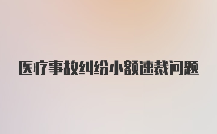 医疗事故纠纷小额速裁问题