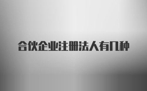 合伙企业注册法人有几种