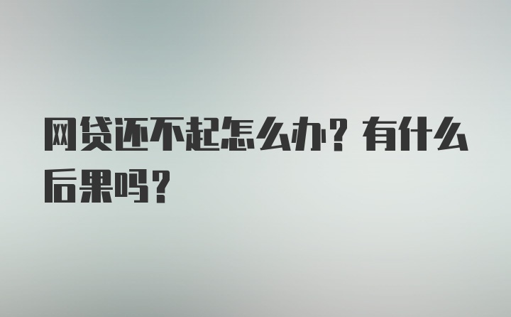 网贷还不起怎么办？有什么后果吗？