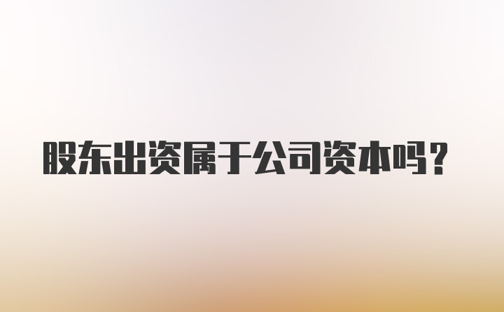 股东出资属于公司资本吗？