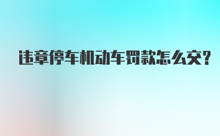 违章停车机动车罚款怎么交？