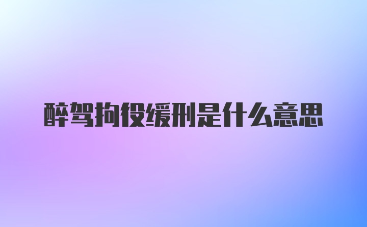 醉驾拘役缓刑是什么意思