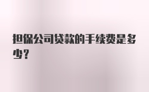 担保公司贷款的手续费是多少?