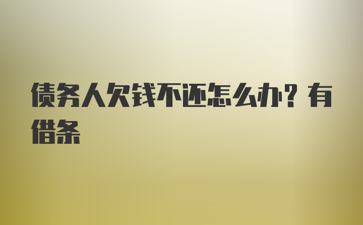 债务人欠钱不还怎么办？有借条