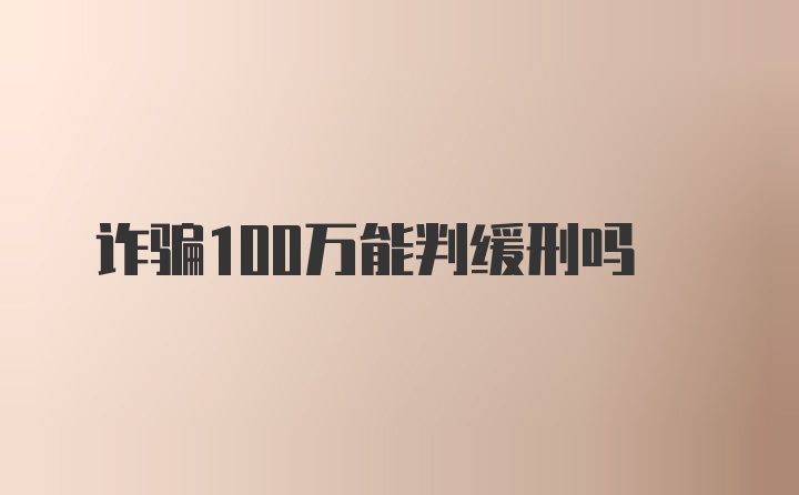 诈骗100万能判缓刑吗