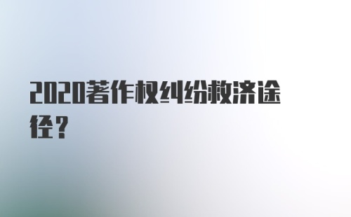 2020著作权纠纷救济途径？