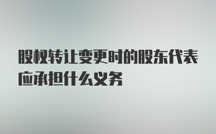 股权转让变更时的股东代表应承担什么义务