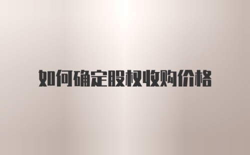 如何确定股权收购价格