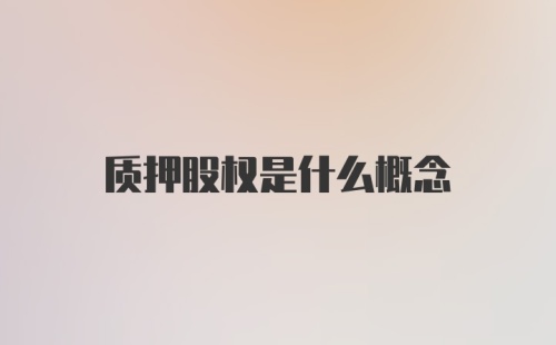 质押股权是什么概念