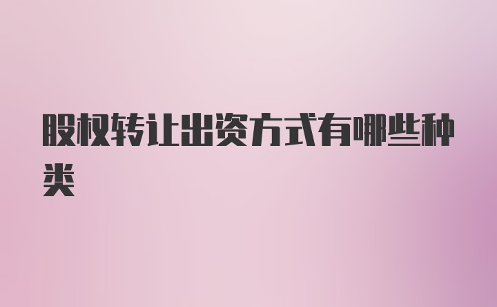 股权转让出资方式有哪些种类