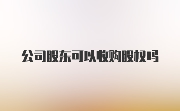 公司股东可以收购股权吗