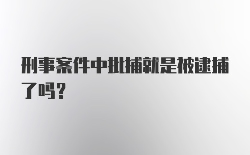 刑事案件中批捕就是被逮捕了吗？