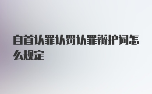 自首认罪认罚认罪辩护词怎么规定