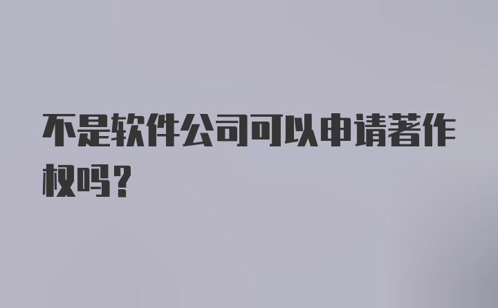 不是软件公司可以申请著作权吗？