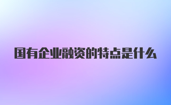 国有企业融资的特点是什么