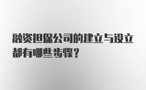 融资担保公司的建立与设立都有哪些步骤？