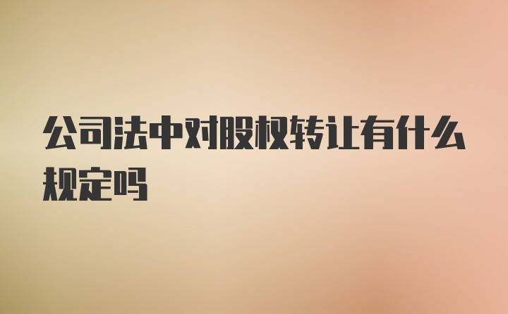 公司法中对股权转让有什么规定吗