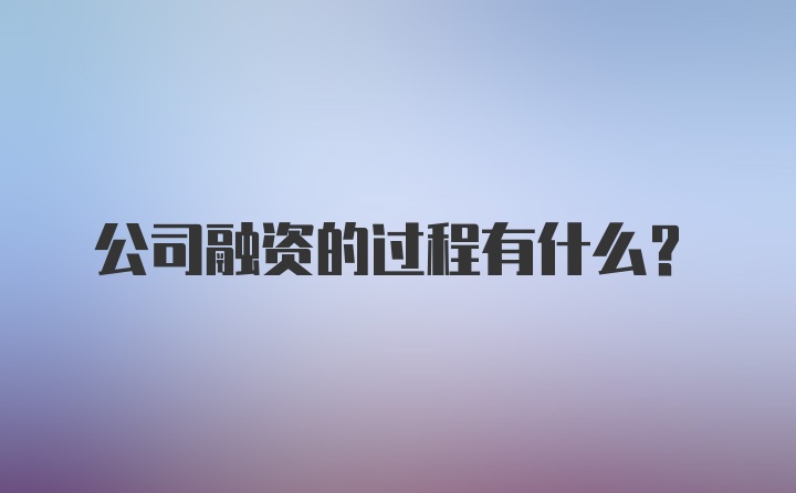 公司融资的过程有什么?