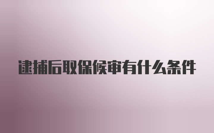 逮捕后取保候审有什么条件