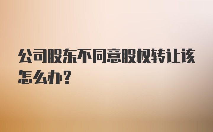 公司股东不同意股权转让该怎么办?