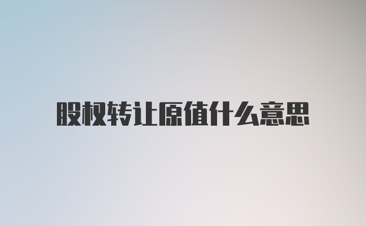 股权转让原值什么意思