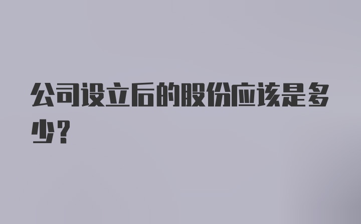 公司设立后的股份应该是多少？