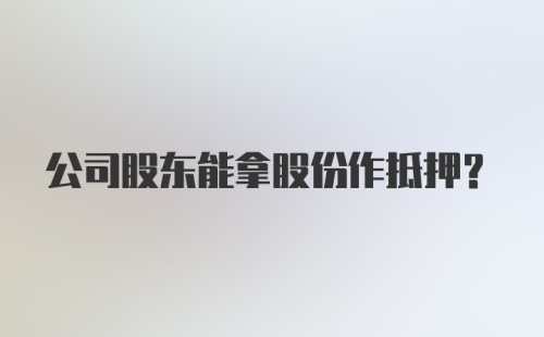 公司股东能拿股份作抵押?