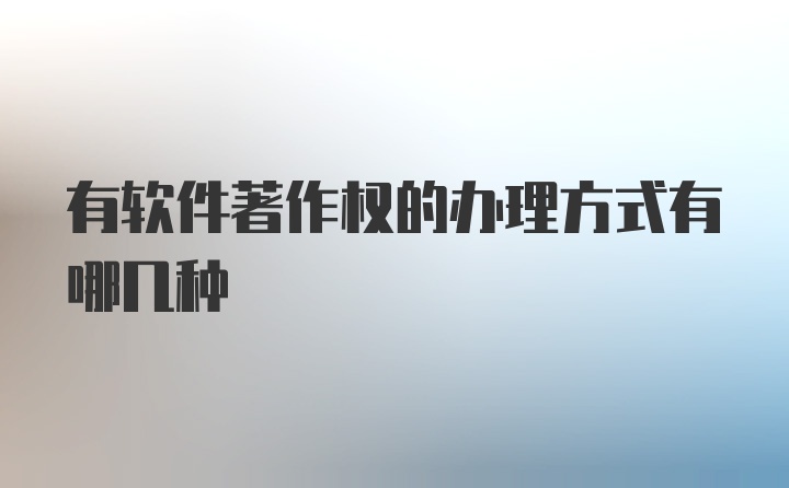 有软件著作权的办理方式有哪几种