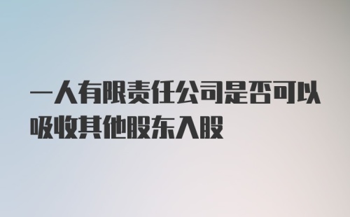 一人有限责任公司是否可以吸收其他股东入股