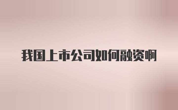 我国上市公司如何融资啊