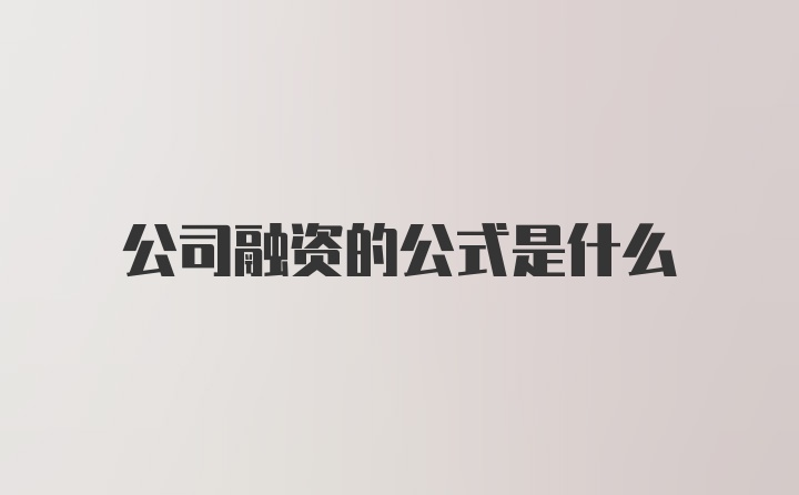 公司融资的公式是什么