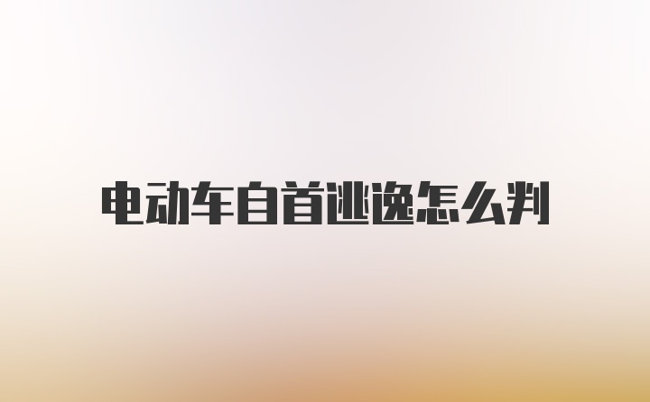 电动车自首逃逸怎么判