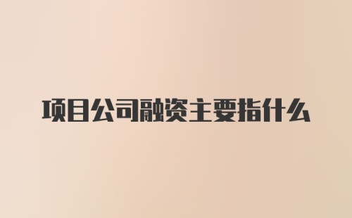 项目公司融资主要指什么