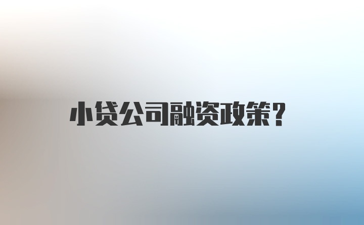 小贷公司融资政策？