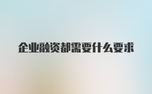 企业融资都需要什么要求