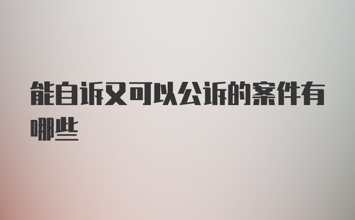 能自诉又可以公诉的案件有哪些