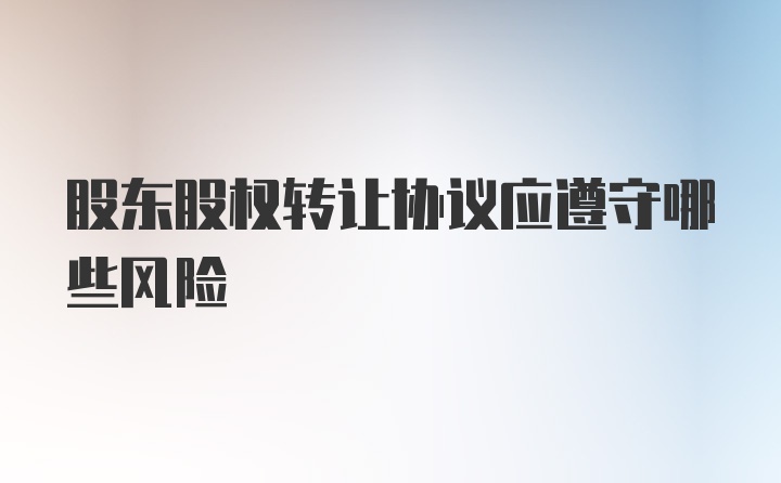 股东股权转让协议应遵守哪些风险