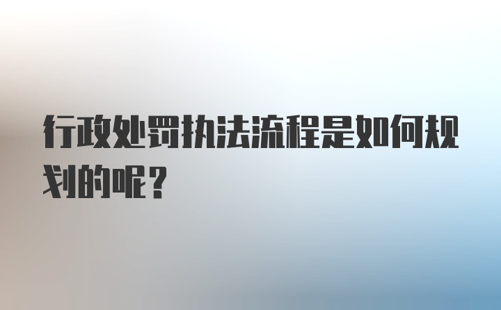 行政处罚执法流程是如何规划的呢？