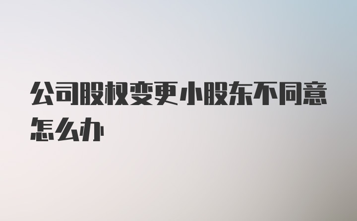 公司股权变更小股东不同意怎么办