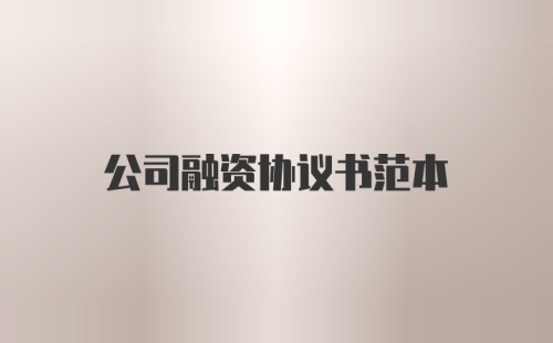 公司融资协议书范本