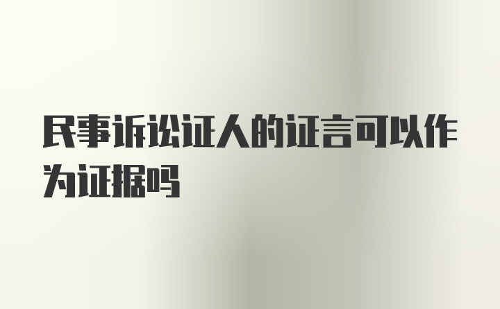 民事诉讼证人的证言可以作为证据吗