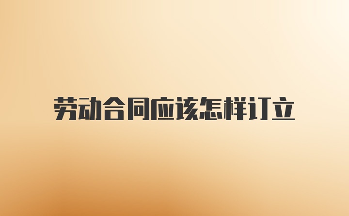 劳动合同应该怎样订立
