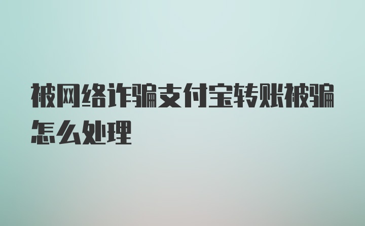 被网络诈骗支付宝转账被骗怎么处理