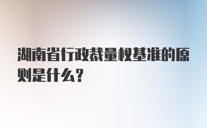 湖南省行政裁量权基准的原则是什么?