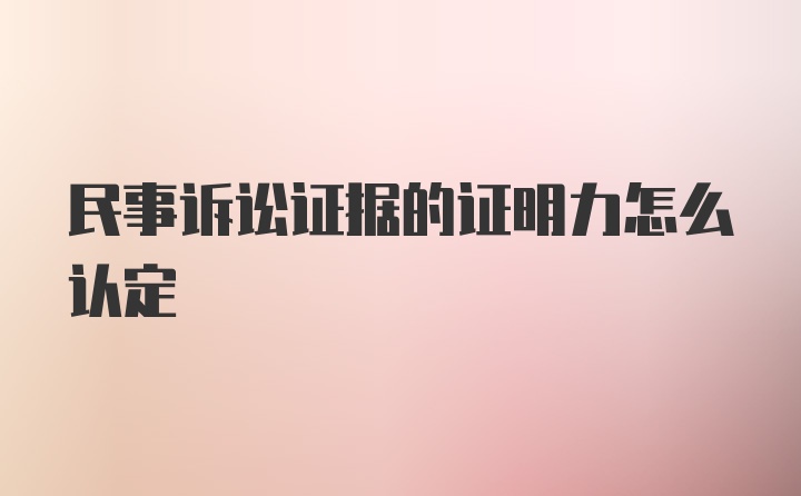 民事诉讼证据的证明力怎么认定